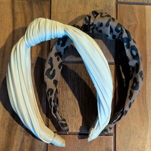 Madewell Leopard and Satin Cream Headband Set